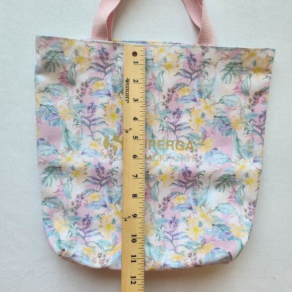 Superga X LoveShackFancy Floral Canvas Tote Bag Pink Tropical Feminine Cute - Picture 9 of 9